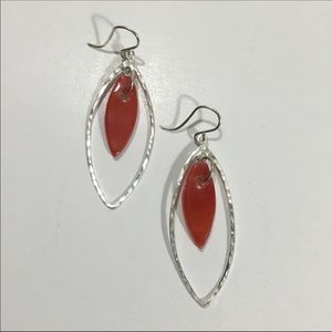Beautiful silver & coral shell earrings